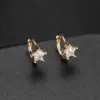 Wholesale Flowers Stud Earrings For Women With Copper Posts, Electroplated And 14K Real Gold Plated Featuring Zircon Inlay