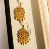 Wholesale Inlaid Zircon Fashionable Earrings Hollow Tassel Earrings Exotic Style Women's 696 Hypoallergenic Brass