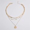 oly-9f507d3119e4885469b09acc999cfb48 Wholesale Style Simple Multi-layer Lotus Pendant Necklace Women's Fashion Personalized Gold Bead Round Blade Chain Necklace Chain