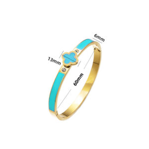 18k four-leaf clover bracelet-gold light blue