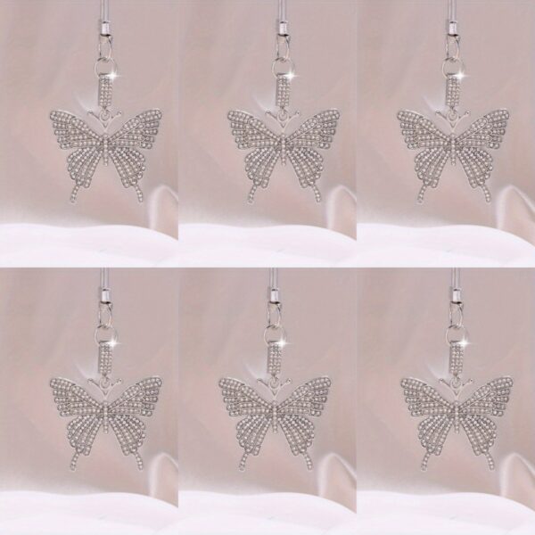 oly-9f6850682800fb2c929ba0f164cffa73 Wholesale Colorful Inlaid Butterfly Keychain Metal Alloy Creative Women's Bag Pendant Keychain Ring Gift