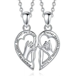 Wholesale  Heart-shaped Hand-in-hand NecklaceFashion Collarbone Chain Valentine's Day Pendant Friendship Necklace