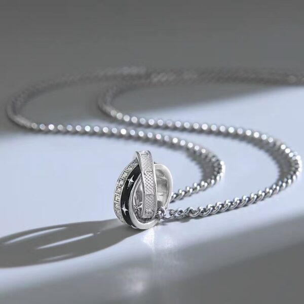 Wholesale Double-ring Necklace Men’s Trendy Accessories Men’s Simple All-match Stainless Steel