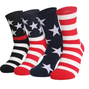 Wholesale Unisex Casual American Flag Cotton Socks For Independence Day, Perfect Summer Sports And Casual Wear