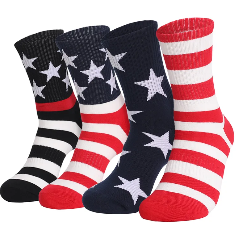 Wholesale Unisex Casual American Flag Cotton Socks For Independence Day, Perfect Summer Sports And Casual Wear