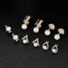 Wholesale Ginkgo Leaf Stud Earrings For Women With 925 Sterling Silver Posts, Copper Base, 14K Gold Electroplated, Zircon Inlay