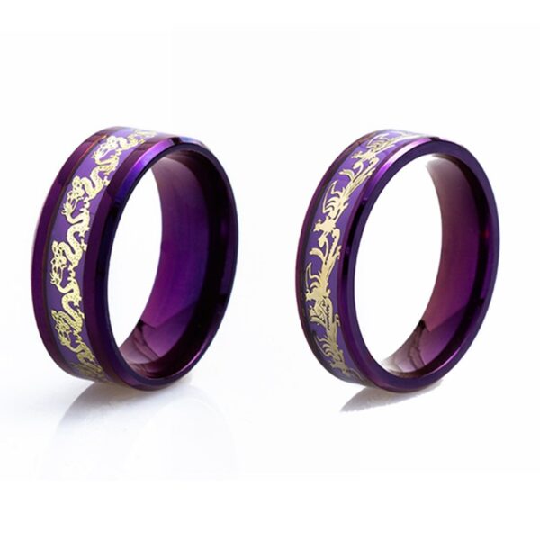 oly-9f8c9a9766b6f7b94e90ce30a58d9499 Wholesale Jewelry Inlaid with Dragon and Phoenix Pattern Purple Titanium Steel Nine Purple Fire Ring Couple Ring Bracelet