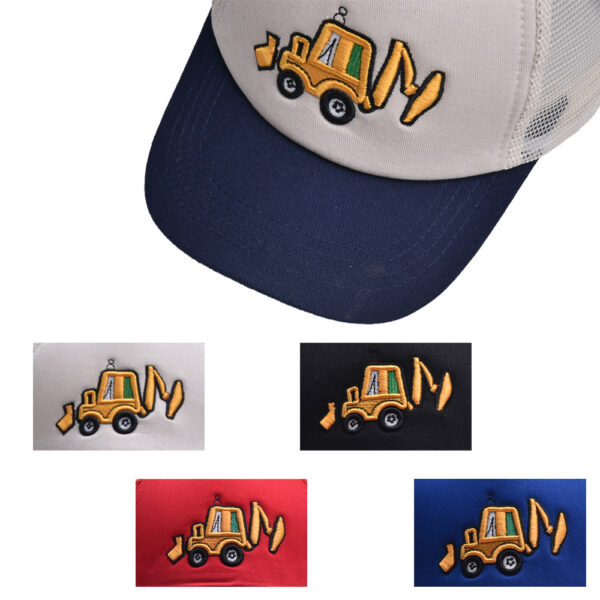 oly-9f8ed7266e50ff81e7a5439339208be8 Wholesale children's baseball cap cartoon excavator embroidery mesh cap boys and girls curved brim peaked cap