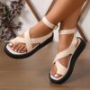 oly-9f9d7b4d02b279df835cdeff332f490c Wholesale Sandals for Women Summer Style Large Size Thick-Soled Thong Toe Round Toe Beach Shoes Anklet Buckle Strap Large Size Women's Sandals
