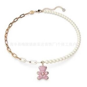 Pink bear pearl necklace