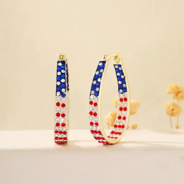 Wholesale 1 Pair Elegant Shiny American Flag Copper Alloy Earrings