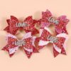 Wholesale Valentine's Day Party Bow Hairpin Children's Scallion Powder Glitter Bow Hairpin Hair Accessories
