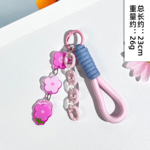 Pink short braided rope (pink eight-section chain + pink acrylic string)
