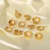 Wholesale PVD Coated 18K Gold Real Gold Plated Geometric Stainless Steel Modern Style Waterproof Non Tarnish Open Rings