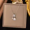 Wholesale Round Inlay Pendant Necklace For Women In Copper With 18K Real Gold Plated Water Plating And Artificial Rhinestones On Cable Chain