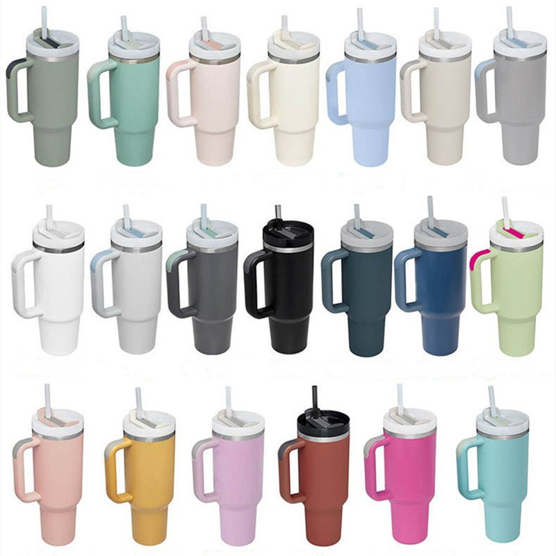 Wholesale Cross-Border Direct Sales 40oz Stainless Steel Ice Cup with Straw Portable Car Cup Large Capacity Thermal Insulation Cup