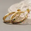 Wholesale Geometric Claw Setting Earrings For Women In Copper With KC Golden Water Plating And Zircon Inlay