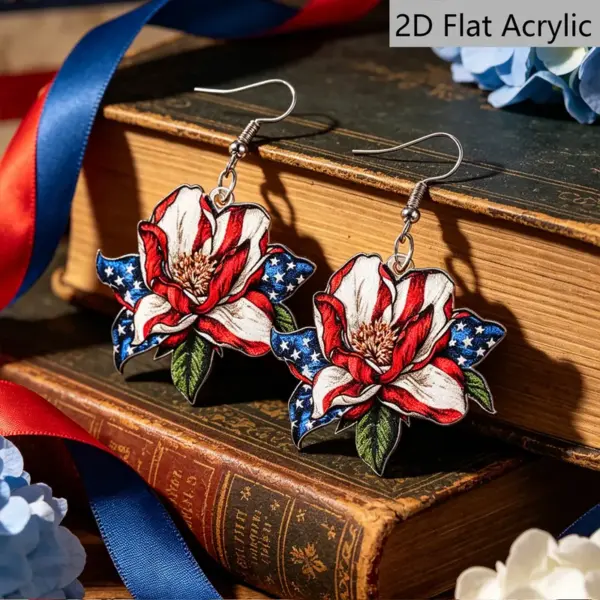 Wholesale Retro Rose Print Drop Earrings In White And Red Acrylic With 304 Stainless Steel Ear Pins For Women