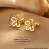 Wholesale 201 Stainless Steel 304 Stainless Steel Plastic Flower Ion Plating (IP) 18K Gold Plated Sweet Waterproof Non Tarnish Plating Gold Ear Studs