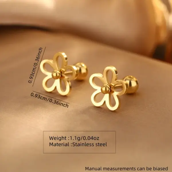 Wholesale 201 Stainless Steel 304 Stainless Steel Plastic Flower Ion Plating (IP) 18K Gold Plated Sweet Waterproof Non Tarnish Plating Gold Ear Studs