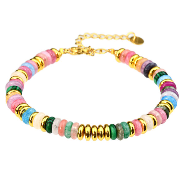 Wholesale Spring and Summer Dopamine Color Natural Stone Beaded Bracelet for Girls, Light Luxury and High-End Crystal Bracelet That Does Not Fade Jewelry