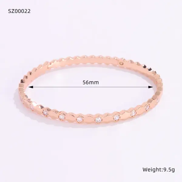 Wholesale Geometric Electroplated Copper Bangle For Women With Water Plating And Zircon Inlay