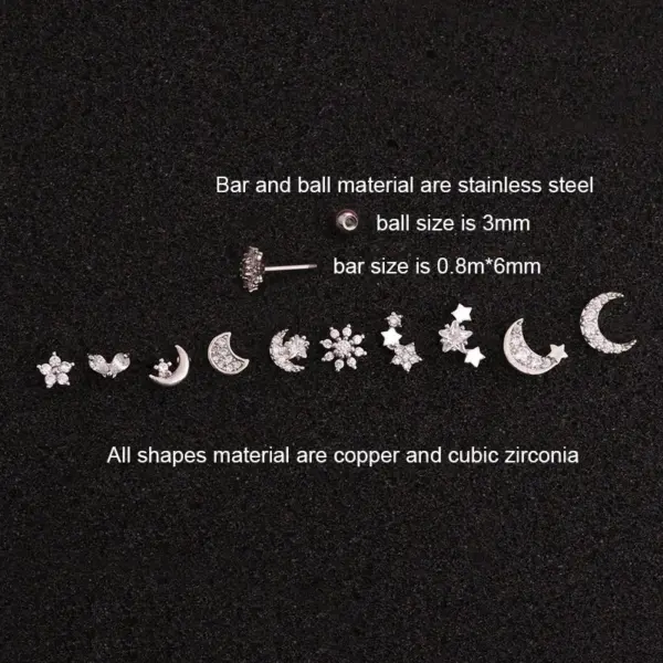Wholesale Ear Cartilage Rings & Studs Flower Copper Zircon