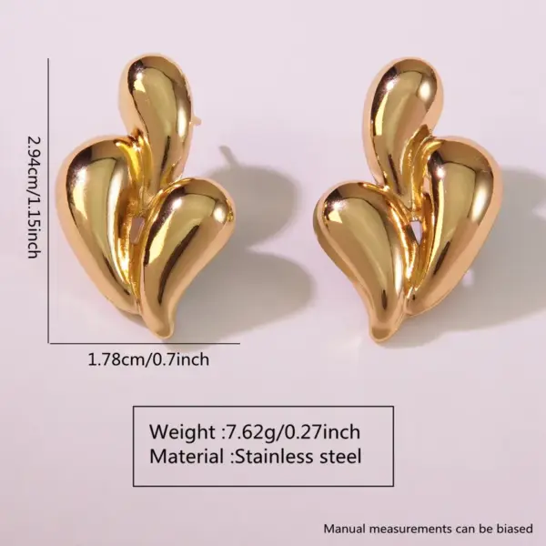 oly-a048092371e9649fae2c86f8ca42acfe Wholesale 201 Stainless Steel 304 Stainless Steel Horns Flower Electroplating Stone-Free Imitation Gold French Style Sweet Asymmetrical Ear Studs