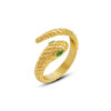 oly-a05470b2dfbbcb5fdc2a3b66d1a6f28d Wholesale fashion Joker personality jewelry titanium steel plated 18K gold diamond snake ring opening non-adjustable women