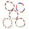Wholesale Independence Day Stackable Beaded Bracelet Set Red White Blue USA FREEDOM Acrylic Cuff Unisex Style Letter Craft