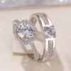 oly-a06e16062fe2d7ff455a7e393e158461 Wholesale Couple ring open diamond ring wedding ring simulation wedding ring men's and women's silver plated ring Women's wholesale jewelry