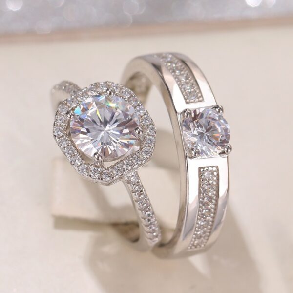 oly-a06e16062fe2d7ff455a7e393e158461 Wholesale Couple ring open diamond ring wedding ring simulation wedding ring men's and women's silver plated ring Women's wholesale jewelry