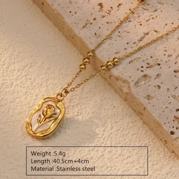 Wholesale 201 Stainless Steel 304 Stainless Steel Plastic Tulip Ion Plating (IP) Acrylic 18K Gold Plated Elegant Waterproof Non Tarnish Inlay Multicolor-Golden Yellow Pendant Necklace