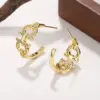 Wholesale Hypoallergenic Letter Stud Earrings For Women In Copper With KC Golden UV Plating And Zircon Inlay