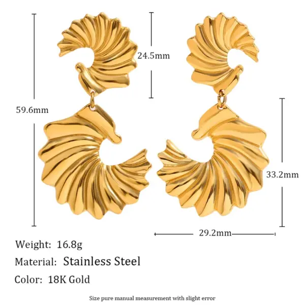 Wholesale PVD Coated Real Gold Plated 18K Gold Geometric Wings 304 Stainless Steel Classic Style Waterproof Non Tarnish Drop Earrings