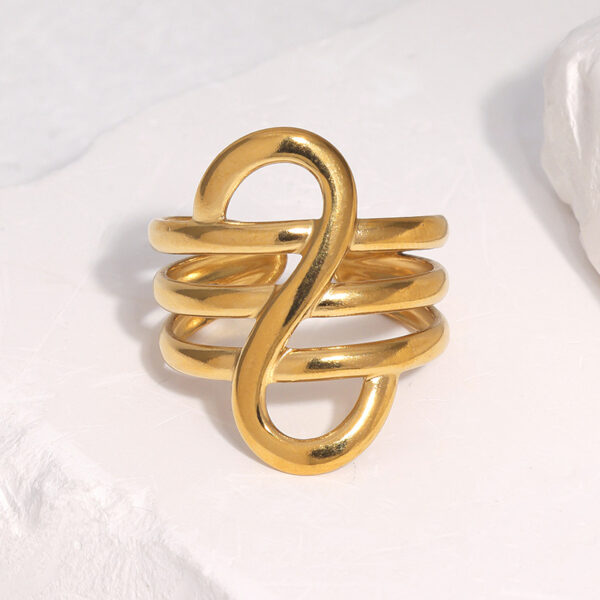 oly-a09bb3518b72986334ed14179a93ed84 Wholesale Stainless steel ring with geometric gold plating and open design, titanium steel, colorfast.