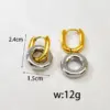 Wholesale E10 Minimalist Circle Earrings Double Layer Circle Splicing Ear Jewelry Stainless Steel 18k Gold Women's Accessories