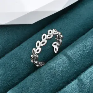 Steel Color Leaf Ring