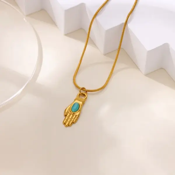 Wholesale 18K Gold Plated 304 Stainless Steel Vacuum Electroplating (In Furnace) Artificial Pearl Zircon Sun Palm Starfish Dolphin Whale Ocean Style Cable Chain/Cross Chain/O Chain Pendant Necklace For Women