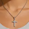 Wholesale Waterproof Non Tarnish Cross Necklace For Adults, 304 Stainless Steel With 18K Real Gold Electroplated, Featuring Woven Chain