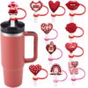 Wholesale Valentine's Day Series of Love Straw Caps, Creative Cartoon Silicone Dust-Proof Plugs, Water Cup Straw Sets, Decorative Ready-Made Products