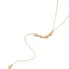 Wholesale 304 Stainless Steel Y Word PVD Coated 18K Real Gold Plated Basic Simple Style Micro Super Whisper Thin Chain Safety Clasp Closure Y-Necklace Necklace