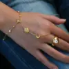 Wholesale Sun Star Moon Vacuum Plating (In Furnace) 304 Stainless Steel Zircon Plated 18K Real Gold Lobster Clasp Cable Chain/Cross Chain/O Chain Bracelet For Women