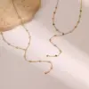 Wholesale Elegant Stainless Steel Necklace With Colorful Zirconia Tassel Lightweight Luxury Design Style Jewelry