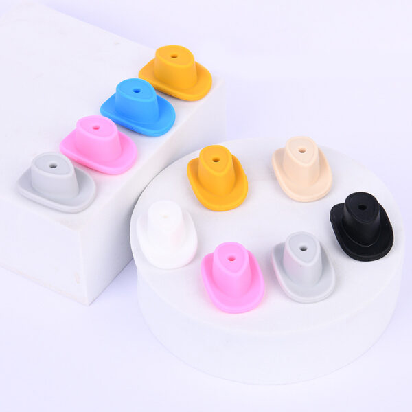 Wholesale cowboy hat silicone beads food grade baby tooth glue diy jewelry accessories hat loose beads