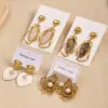 Wholesale Irregular Heart Shell Imitation Pearl 304 Stainless Steel Vacuum Plating Earrings Elegant Casual Polished Handmade Jewelry