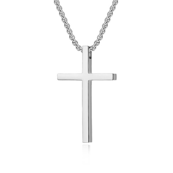 oly-a10c6351d3108b2959c12637e04800fb Wholesale Ins Genderless Simple Titanium Steel Cross Necklace Glossy Niche Stylish Men and Women Wear Sweater Chain Pendant