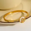Wholesale PVD Coated 18K Gold Plated Starfish Shell 304 Stainless Steel Casual Retro Simple Style Plating Inlay Bangle