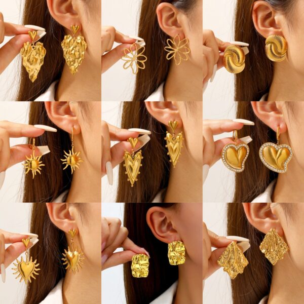 Wholesale Stainless steel earrings, exaggerated heart-shaped studs, titanium steel jewelry