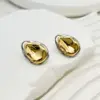Wholesale Double Layer Gold And Silver Color Stainless Steel Electroplated 18K Gold Plated Waterdrop Shaped Women's Fashion Earrings